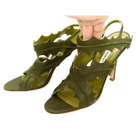 Manolo Blahnik High-Heel Slingbacks Beautiful Green Color ~ Size 7.5 US - Picture 4 of 8